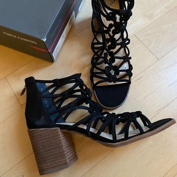 Vince Camuto BNWT sandals black "karika" leather sz 6.5 - Picture 5 of 8